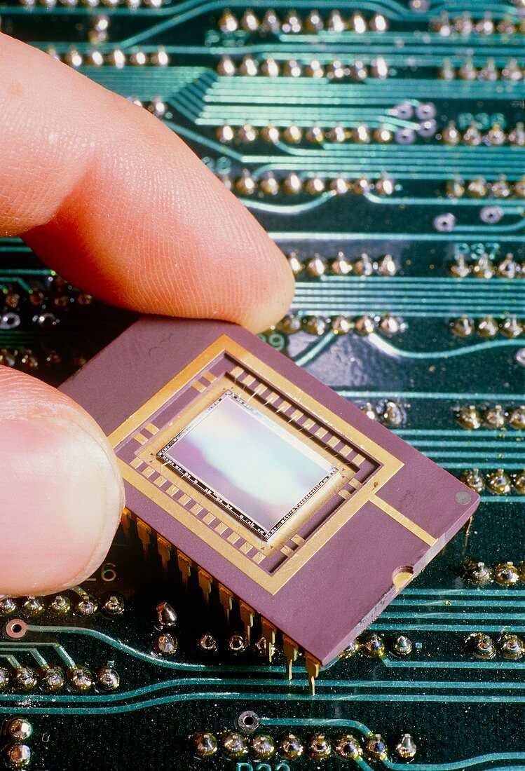 Close-up of CCD for particle detector