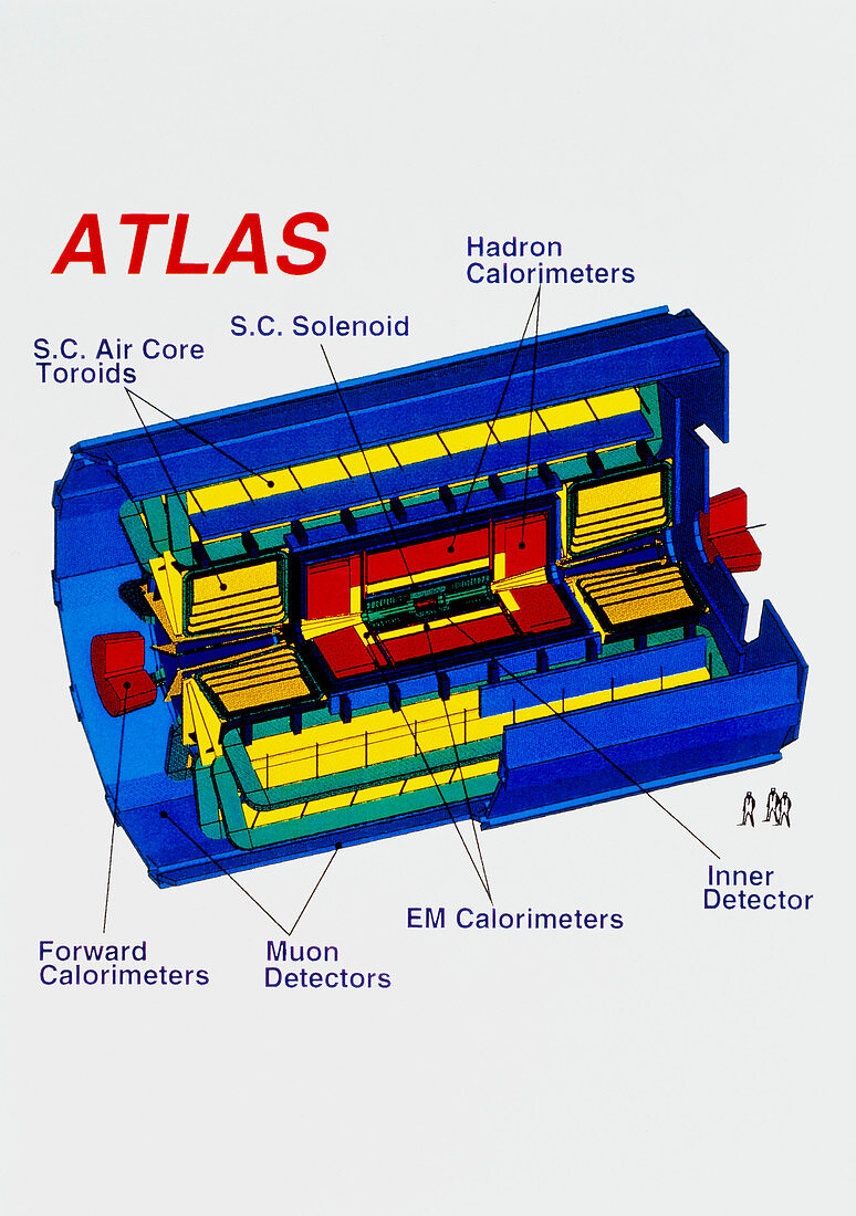 Diagram of ATLAS detector for LHC at CERN