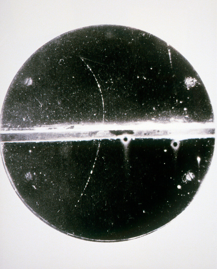 Discovery photo of the positron,1932