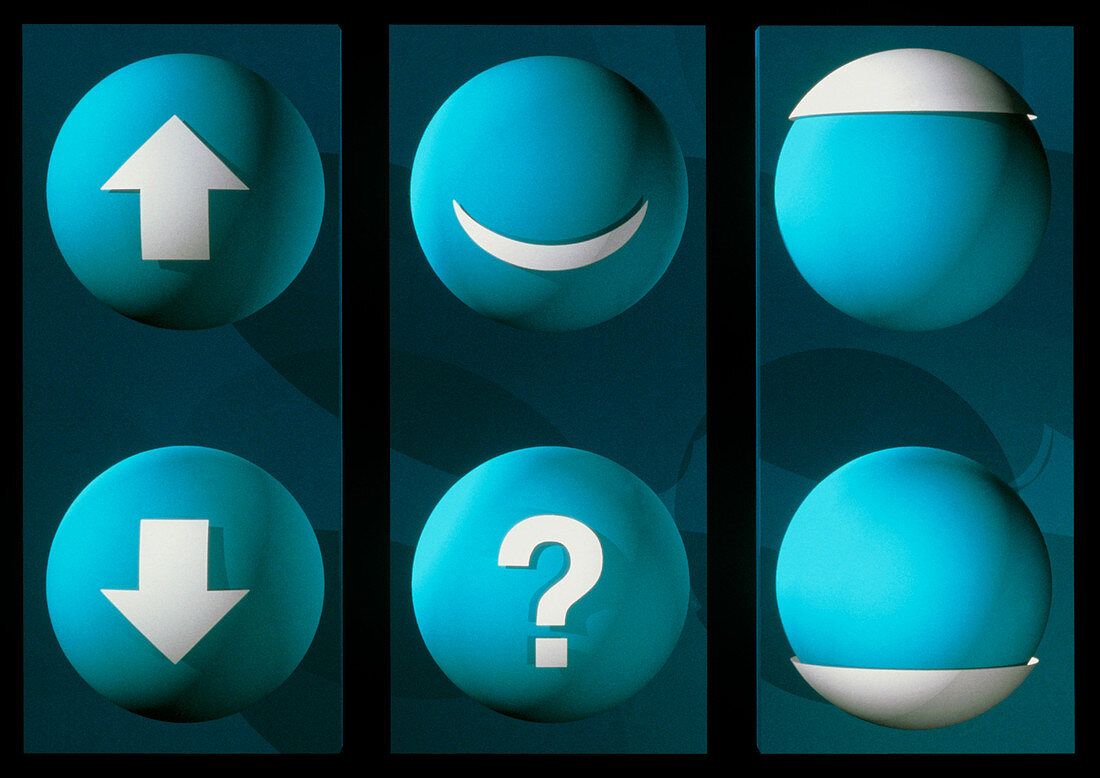 Artwork of the six types of quark