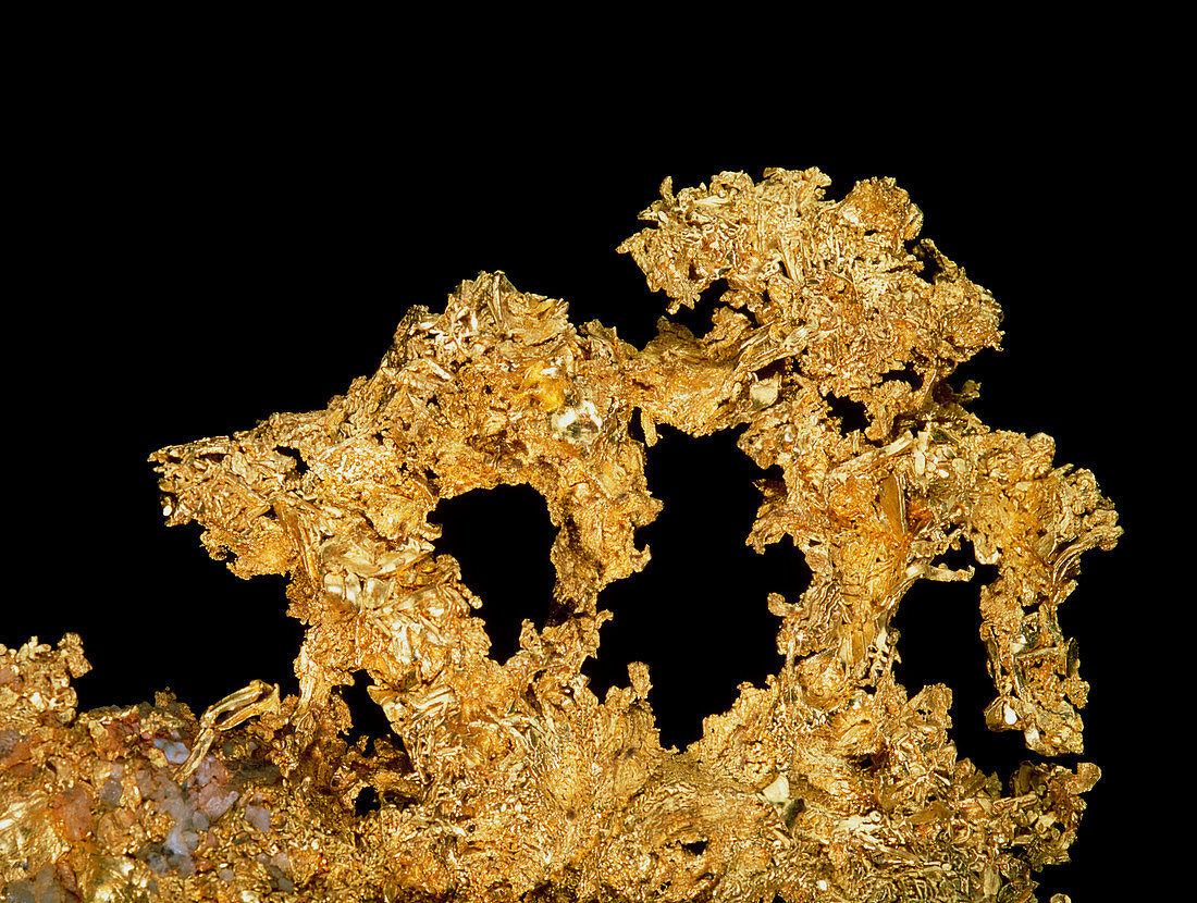 Formations of native gold metal