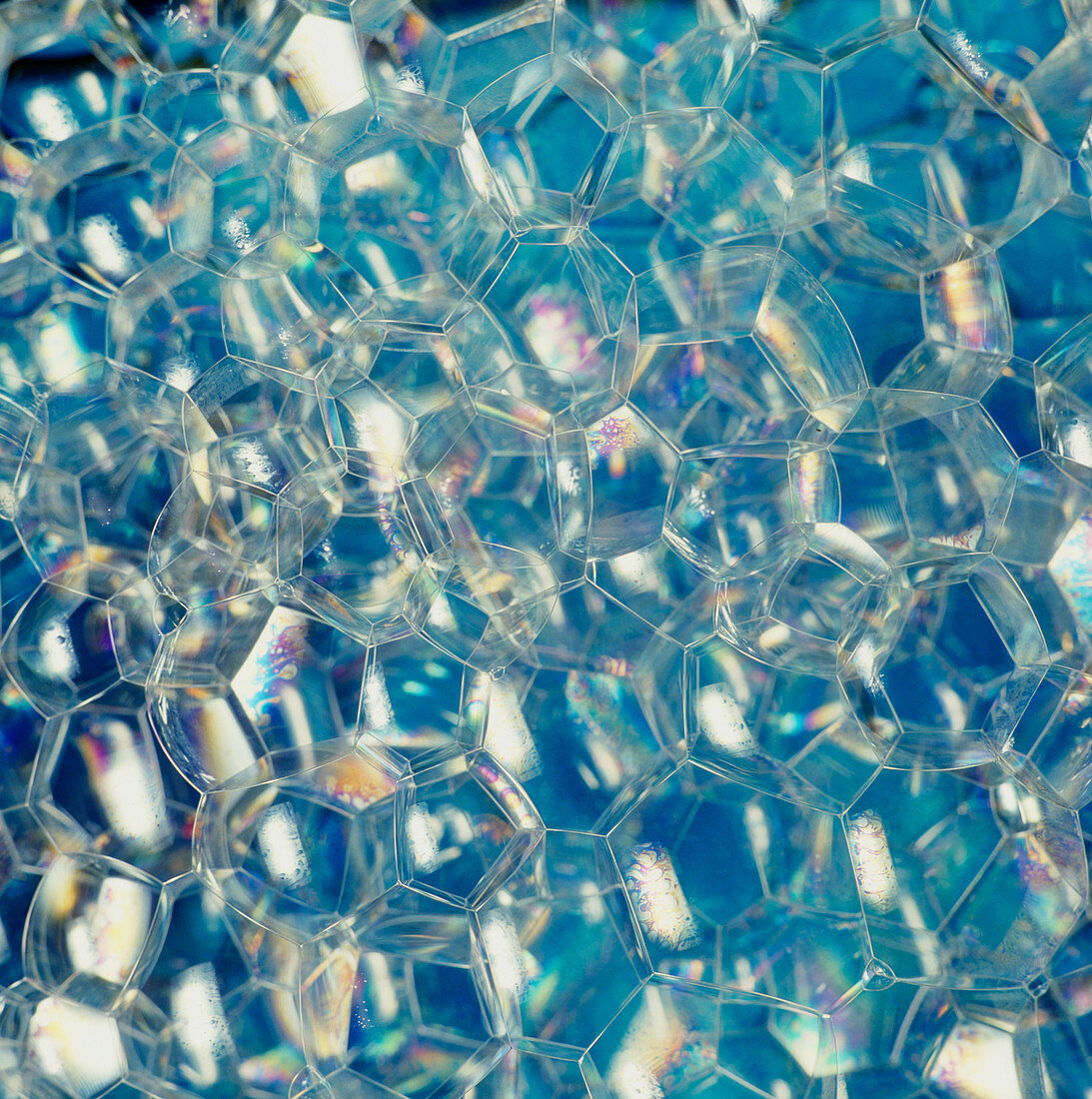 Light interference patterns on soap bubbles