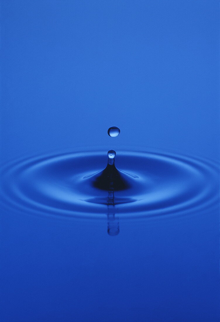 High-speed flash of droplet hitting water