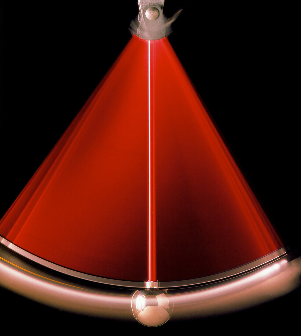 Simple pendulum photographed in mid-swing