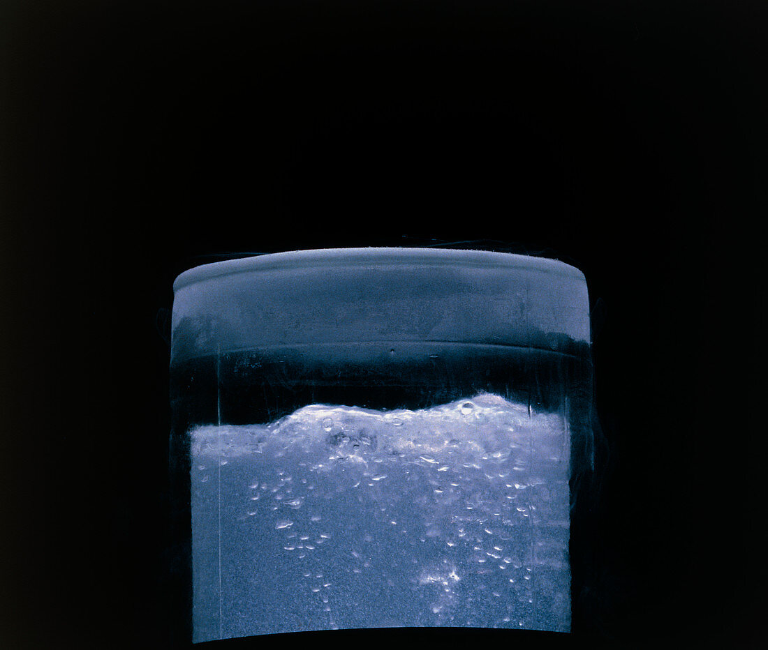 Close-up of bubbling liquid nitrogen