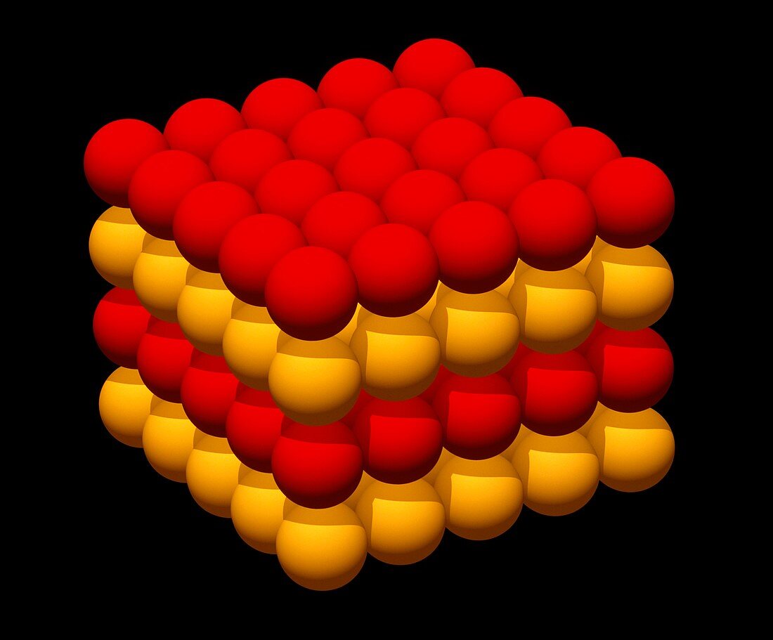 Model of a simple cubic crystal lattice