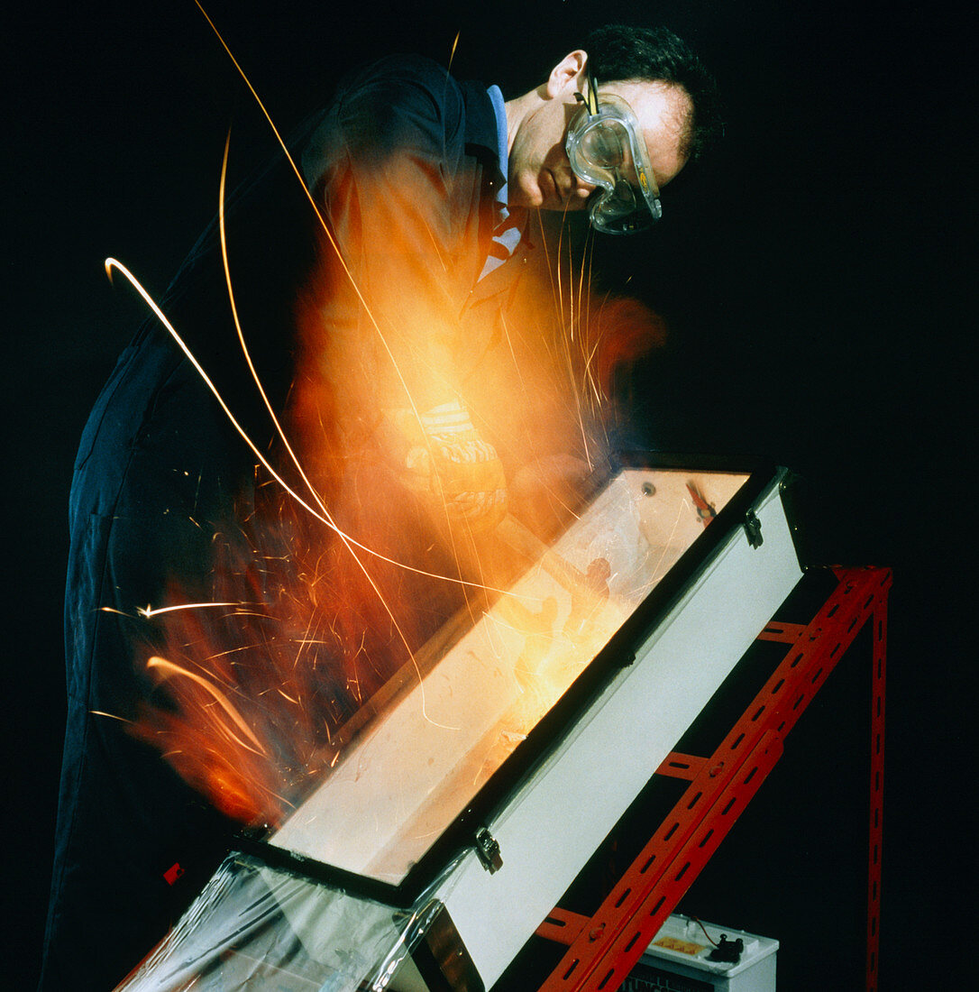 Sparks from a thermite reaction