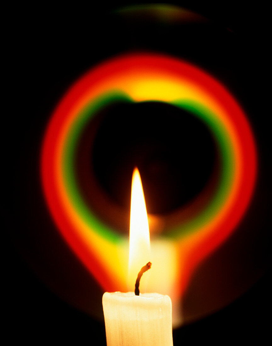 Candle flame with light pattern