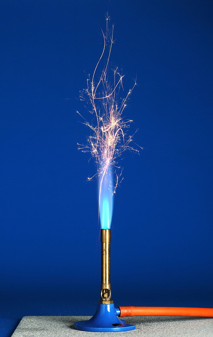 Iron filings in a bunsen flame