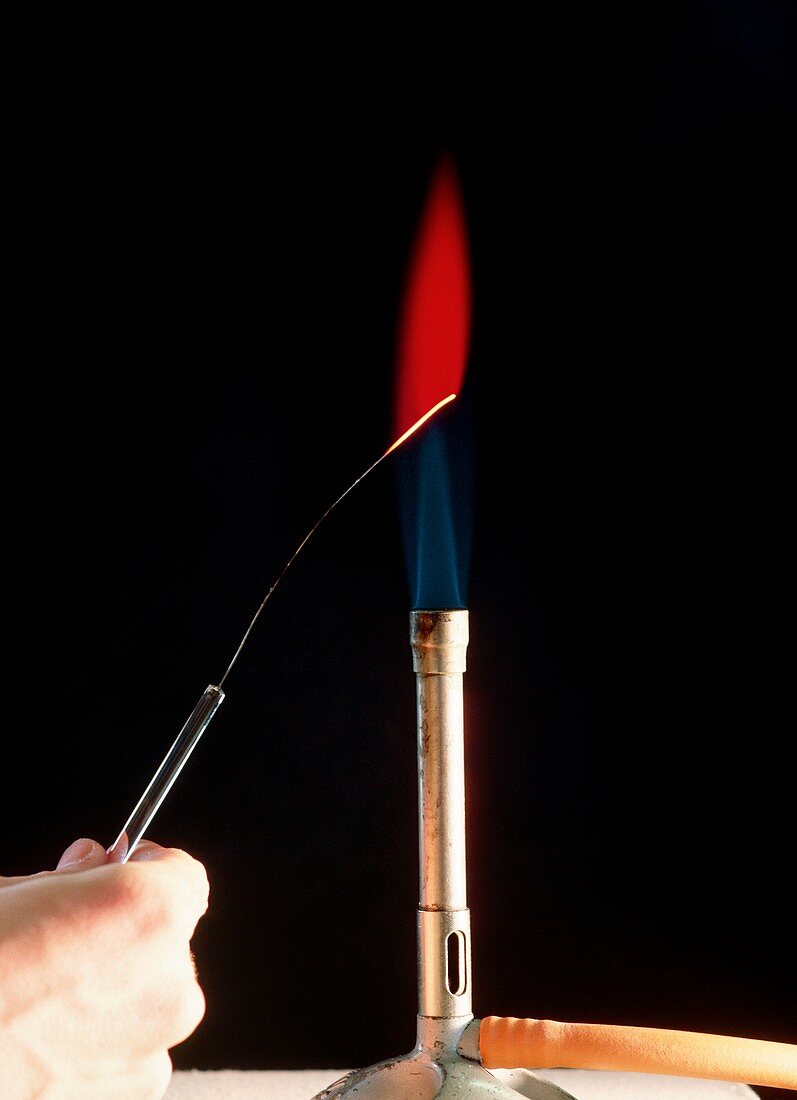 Strontium metal flame test