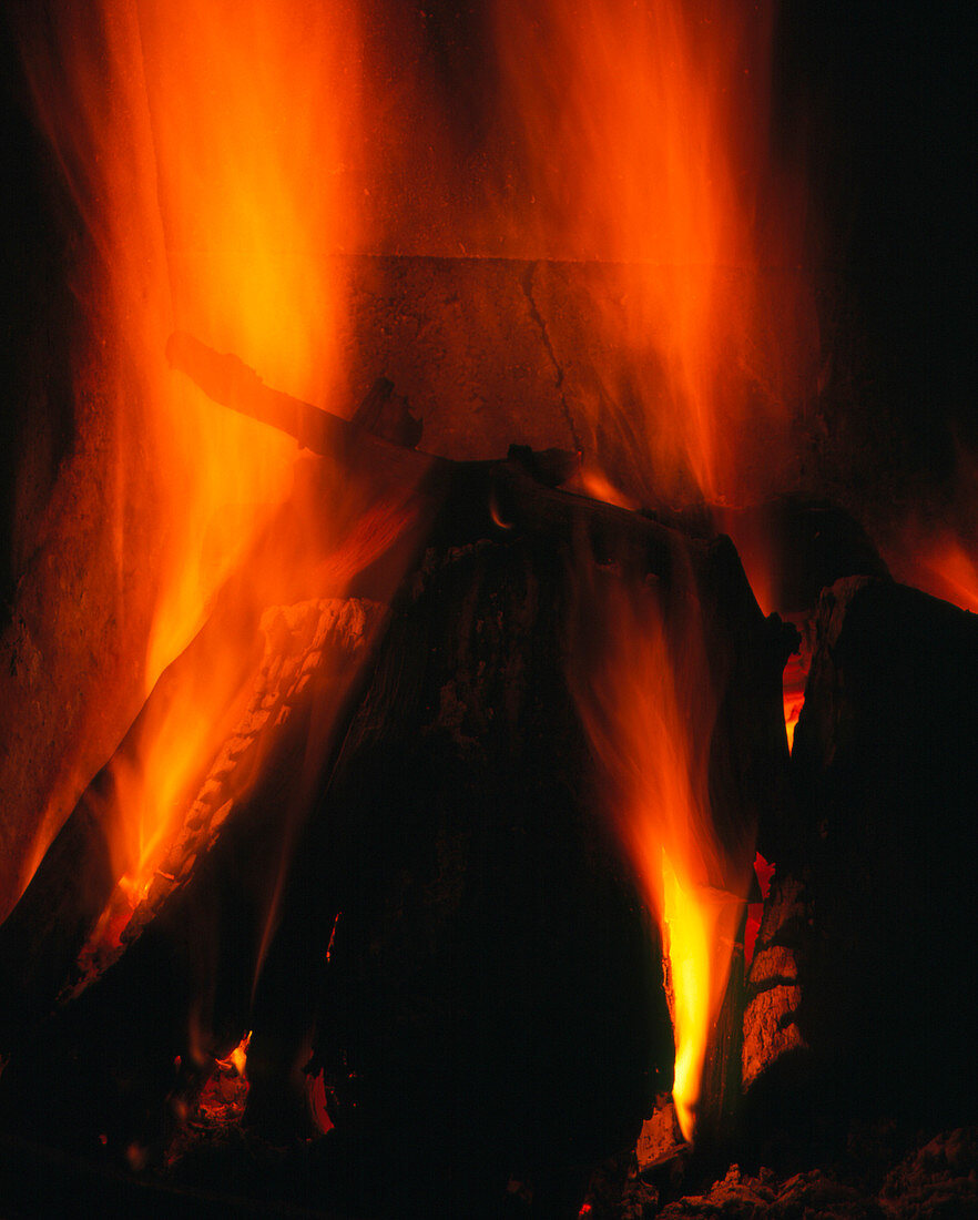 Flames from log fire