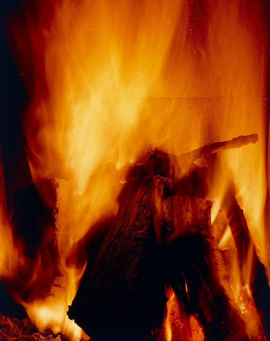 Flames from a domestic log fire