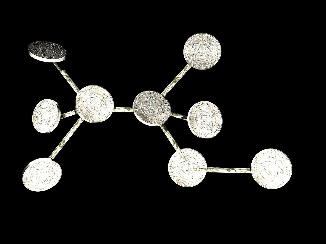Alcohol molecule made out of coins