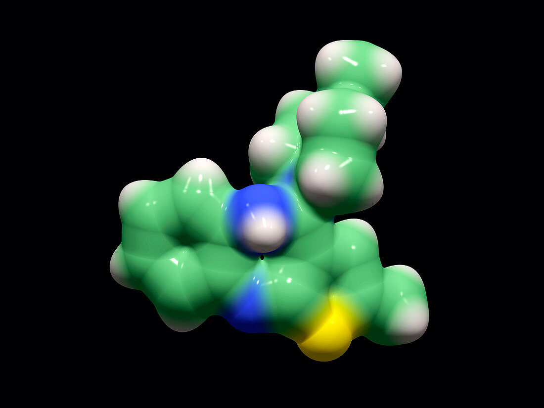 Olanzapine antipsychotic drug molecule