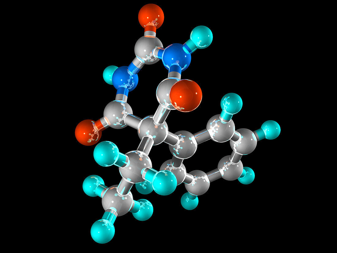 Phenobarbital sedative drug molecule