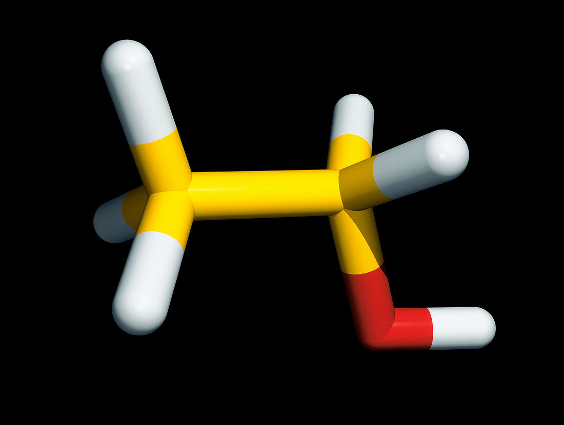 Computer graphic of a molecule of ethanol