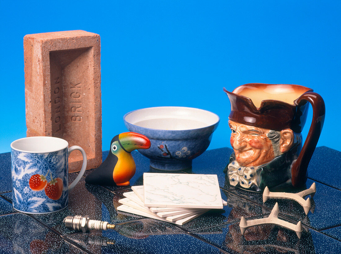 Assortment of familiar ceramic objects