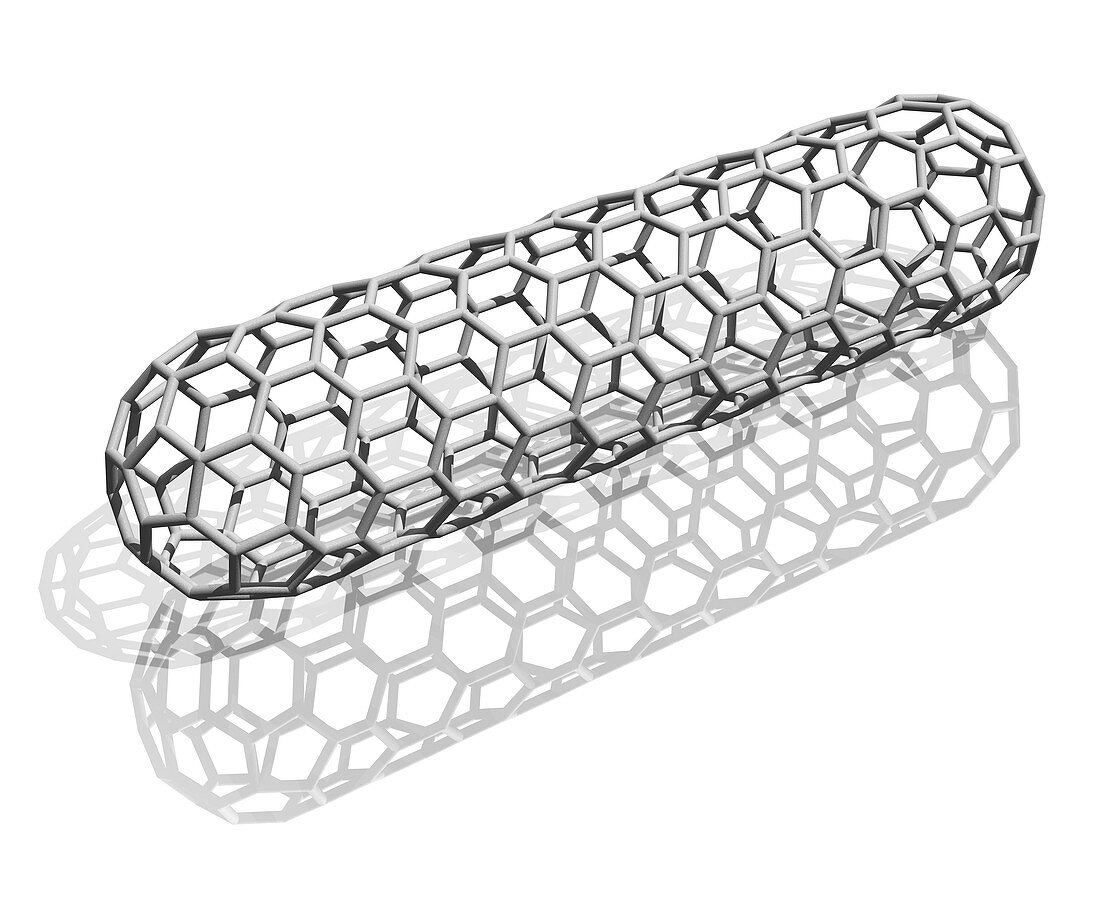 Capped nanotube,computer artwork