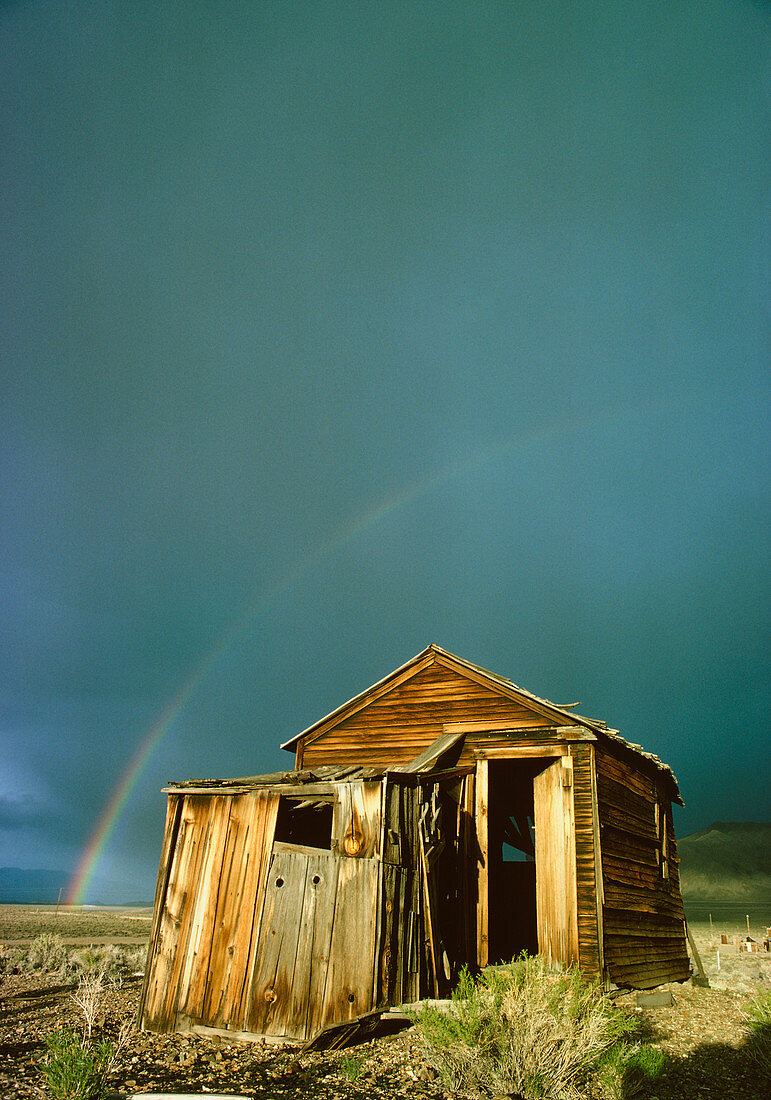 Rainbow over shack