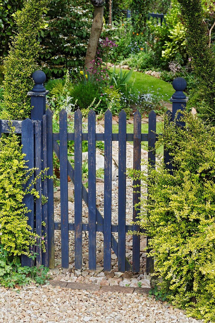 Blue wooden gate