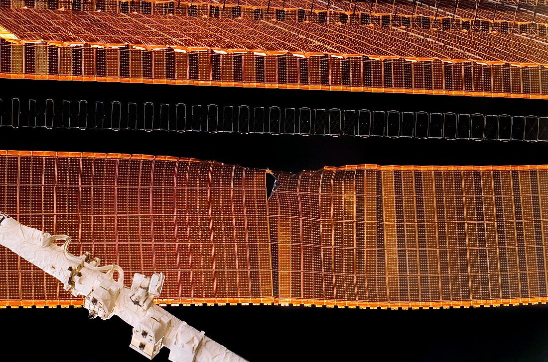 Damaged ISS solar array