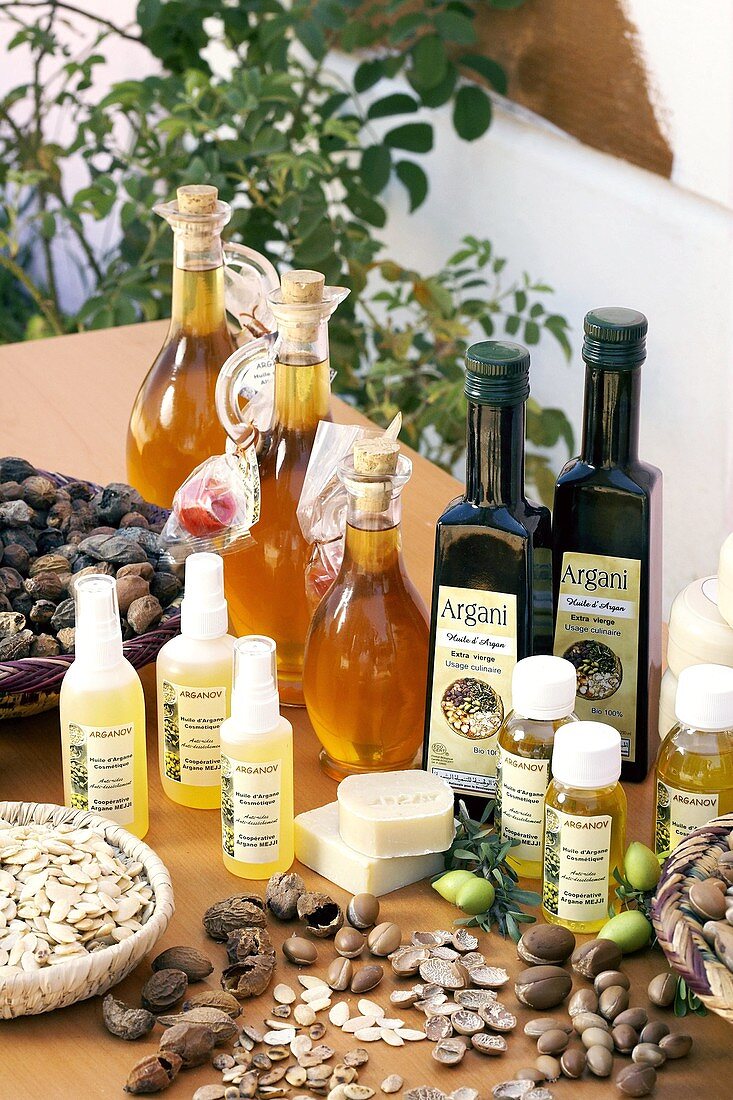Bottles of argan oil