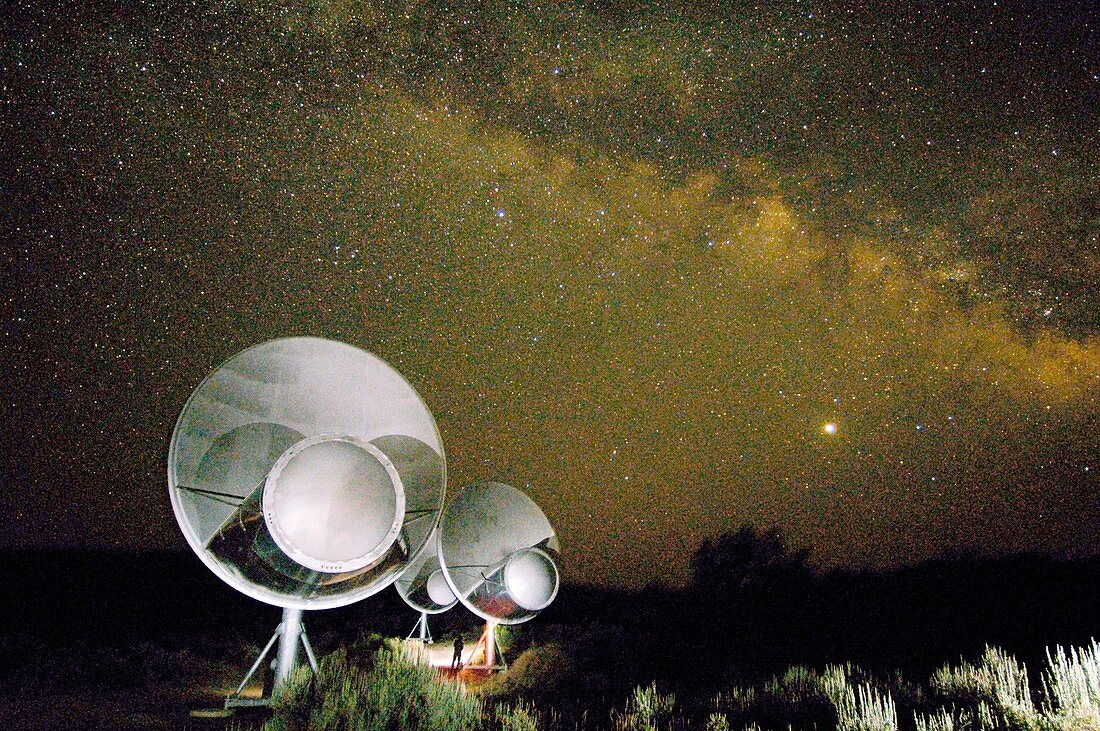 Allen Telescope Array at night,artwork