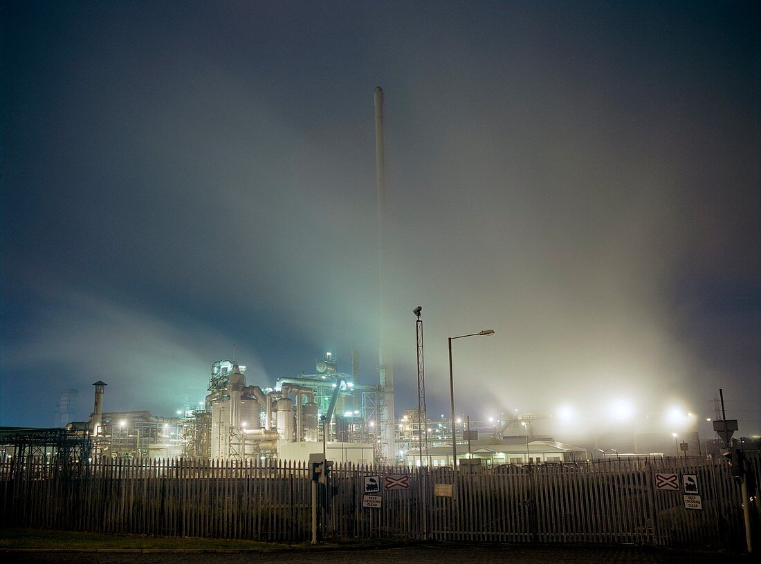 Lucite factory in mist