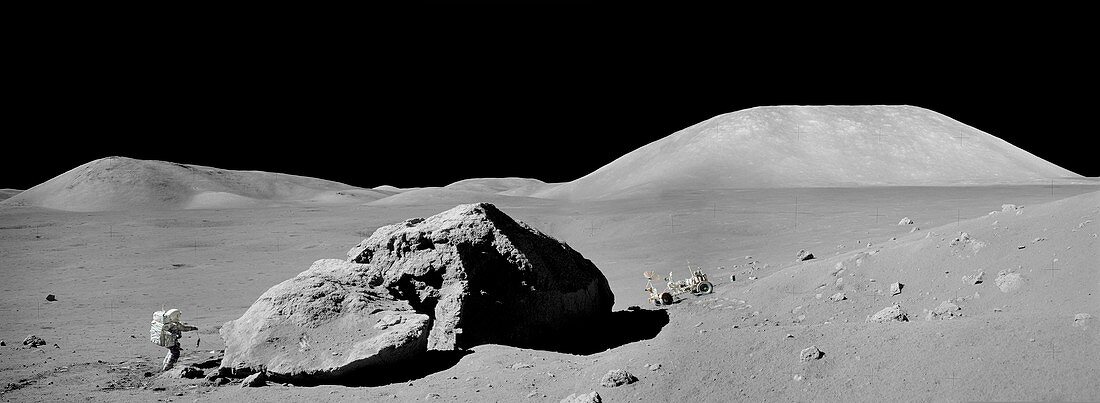 Apollo 17 crew at Tracy's rock