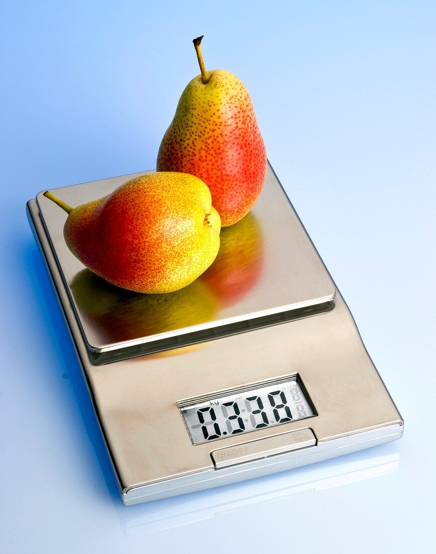 Pears on a digital scales