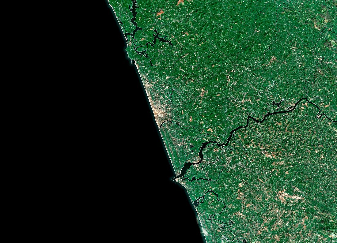 Kozhikode,India,satellite image