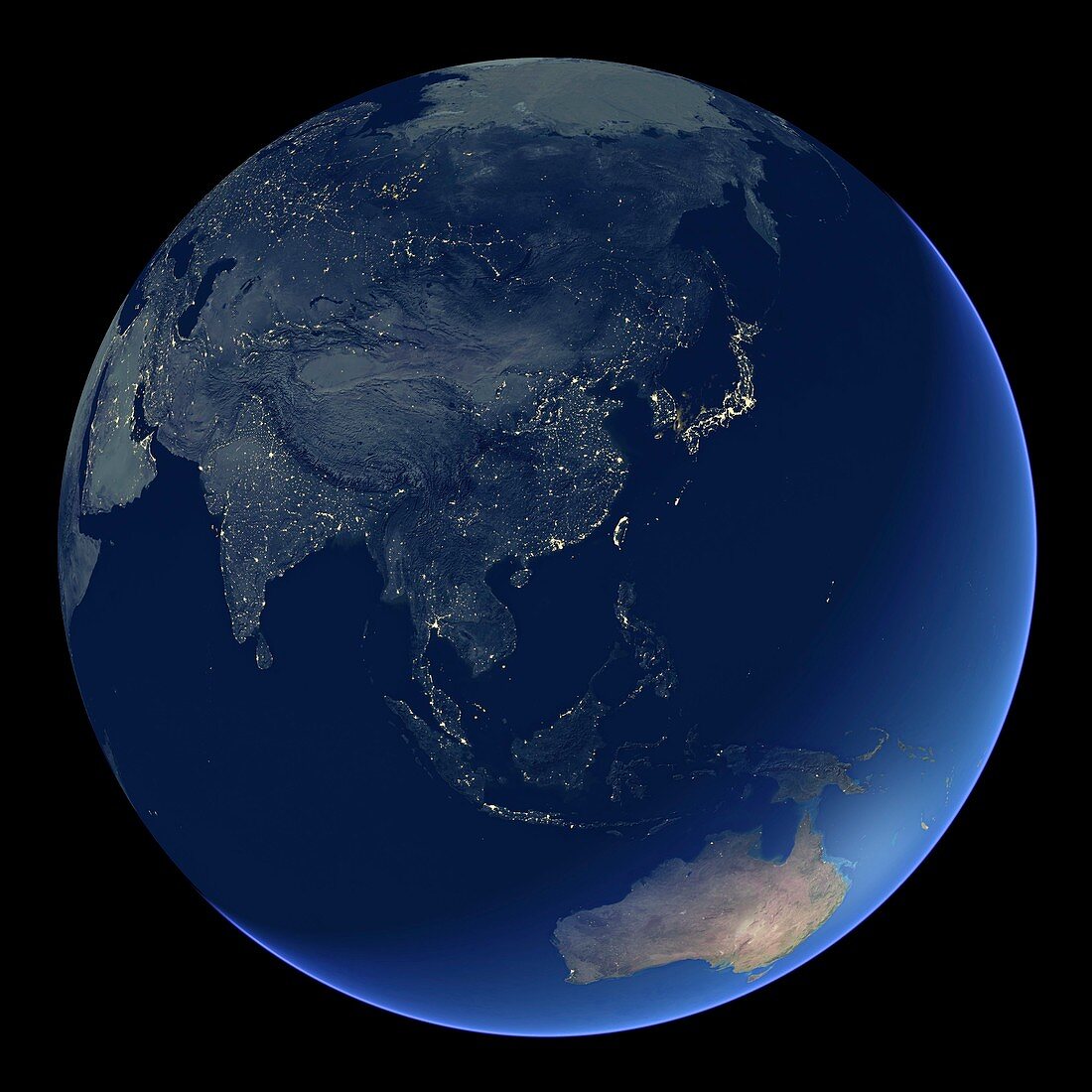 East Asia at night,satellite image