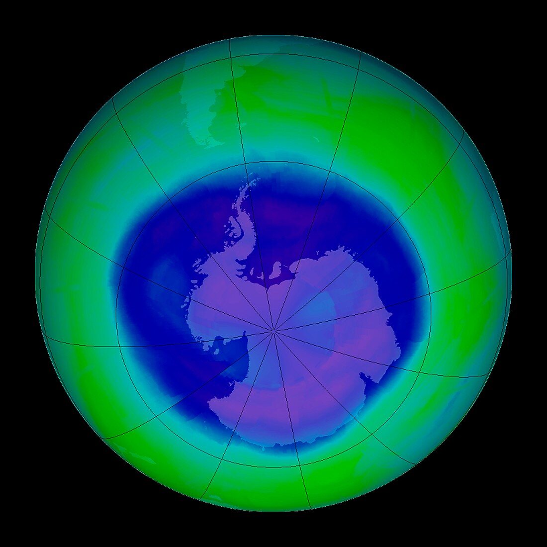 Antarctic ozone hole maximum,2008