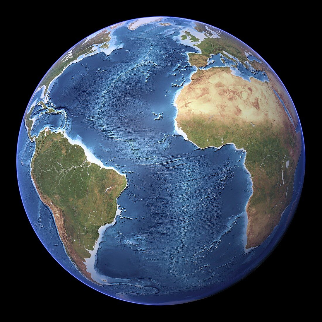 Atlantic Ocean,topographic map