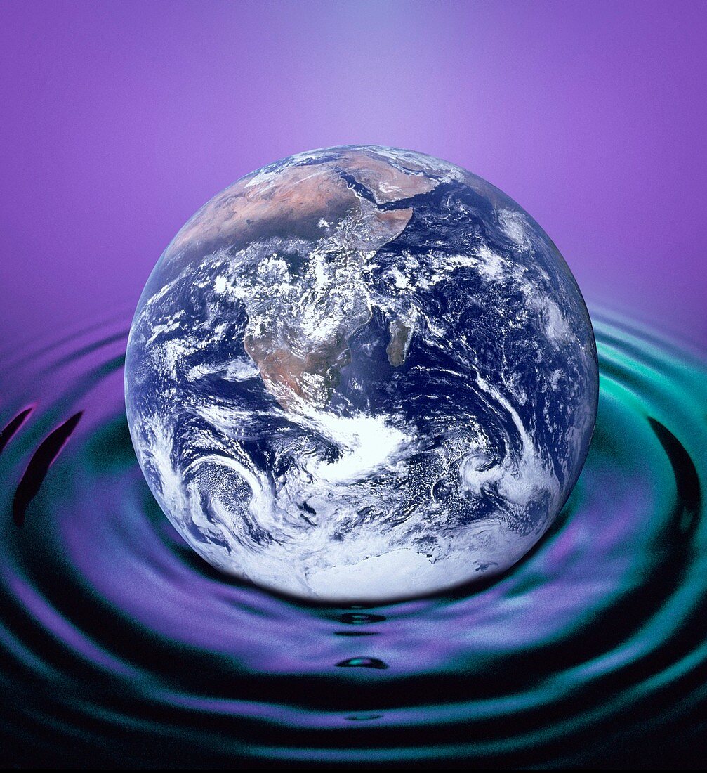 The earth making ripples in a pool