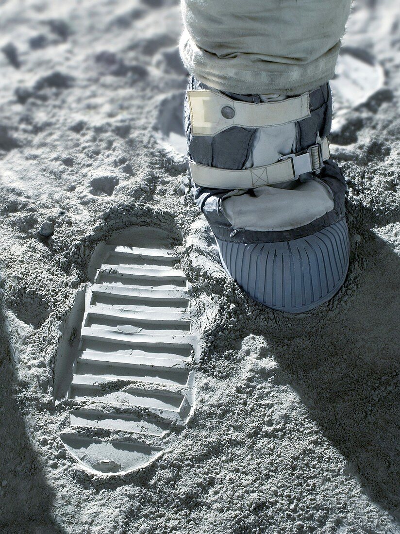 Apollo astronaut's bootprint on the Moon