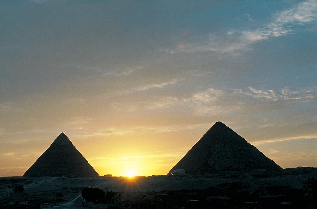 Pyramids of Giza at sunset,Egypt
