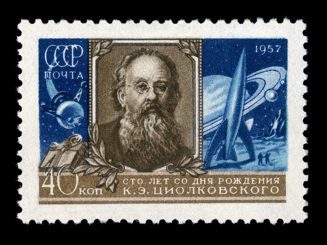 Konstantin Tsiolkovsky on a Soviet stamp