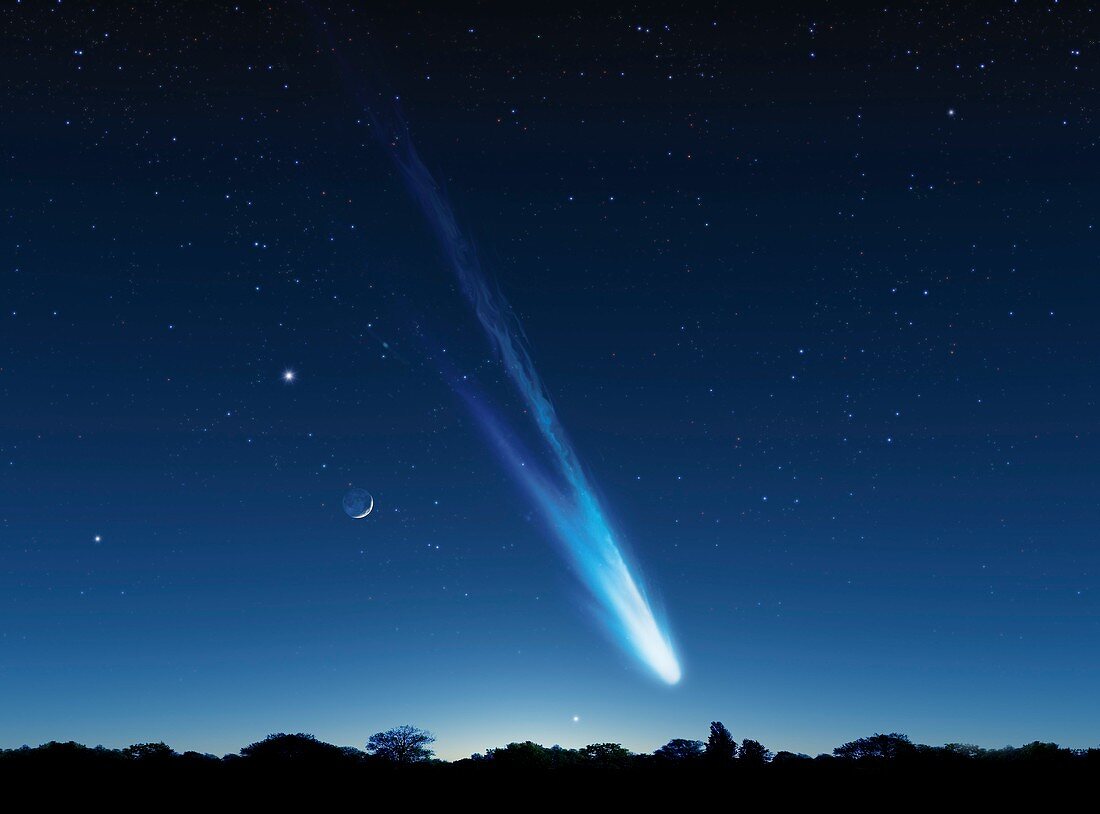 Comet in the night sky,artwork