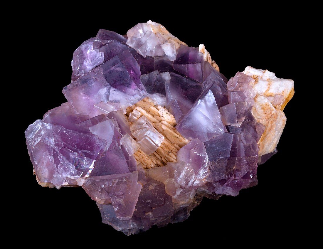 Fluorite and barite crystals