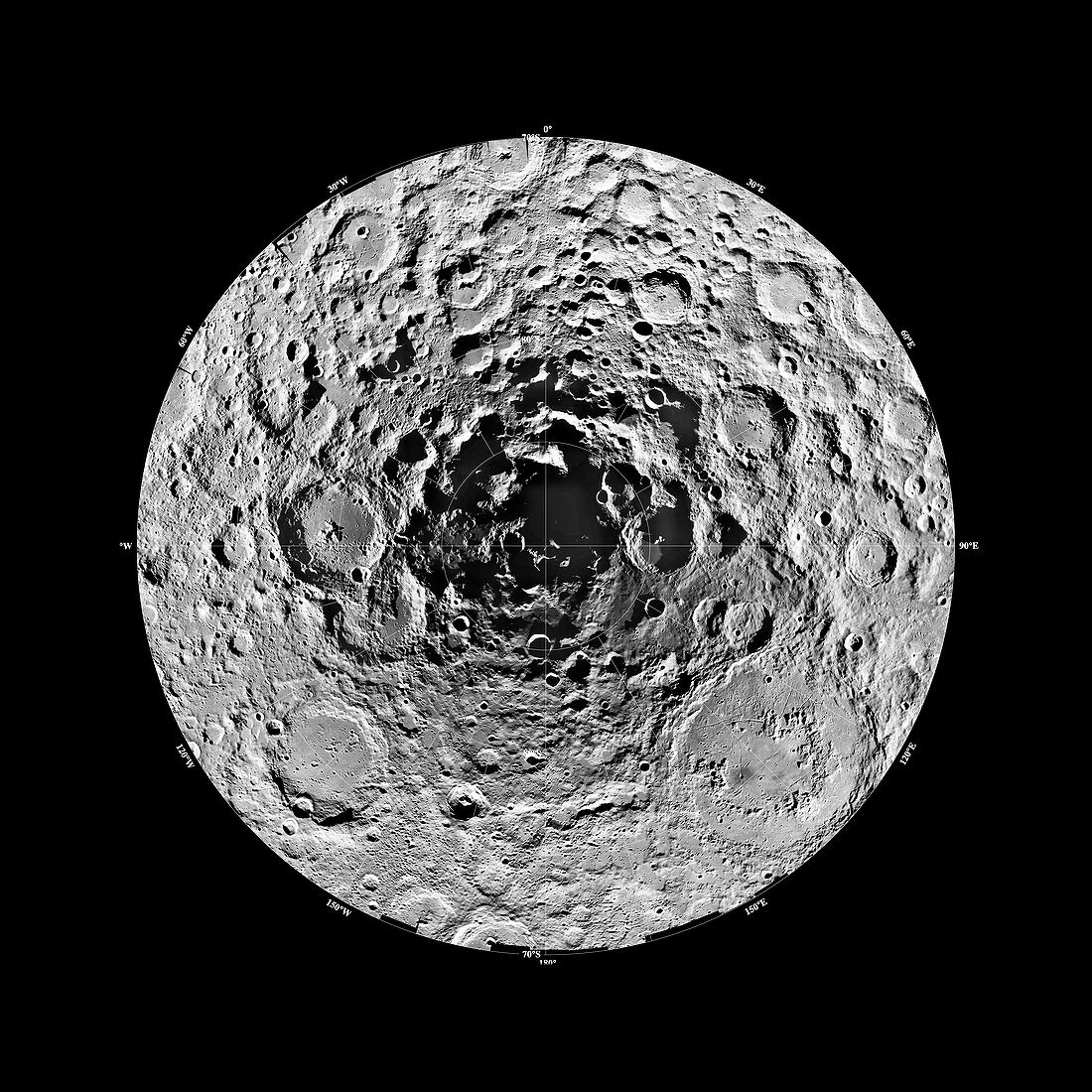 Moon's south pole,Clementine image