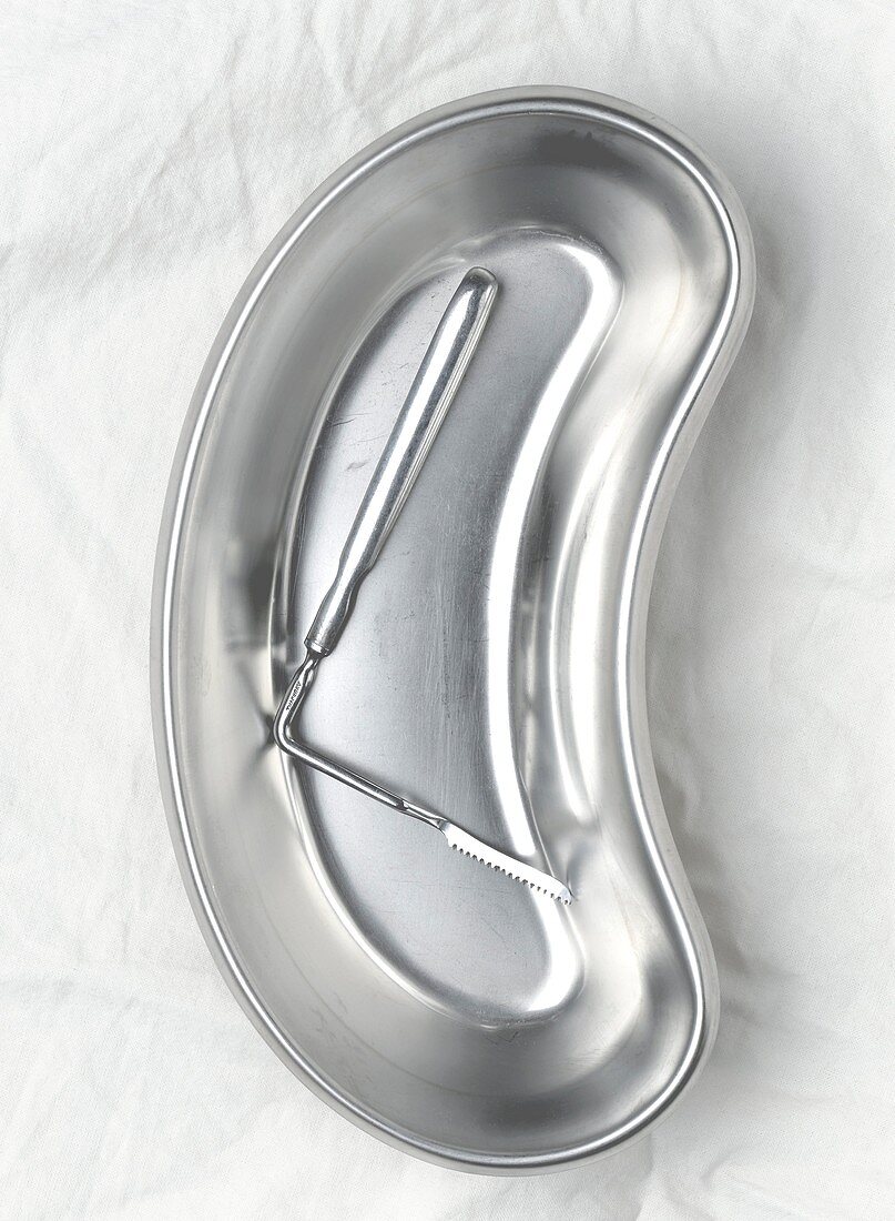 Surgical tool in a kidney dish