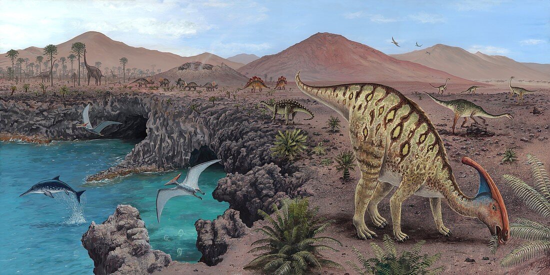 Mesozoic reptiles,artwork