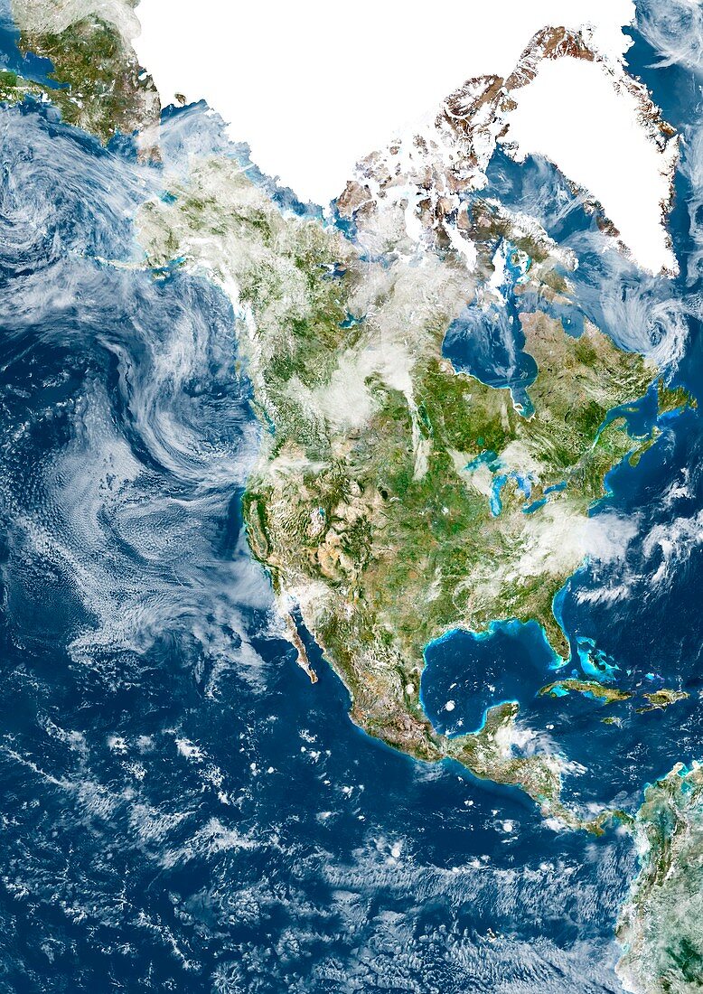 North America with cloud,satellite image