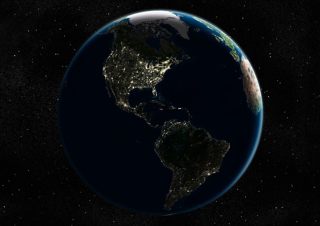 The Americas at night,satellite image