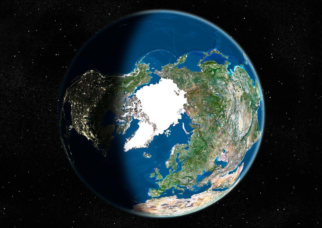 The Arctic in summer,satellite image