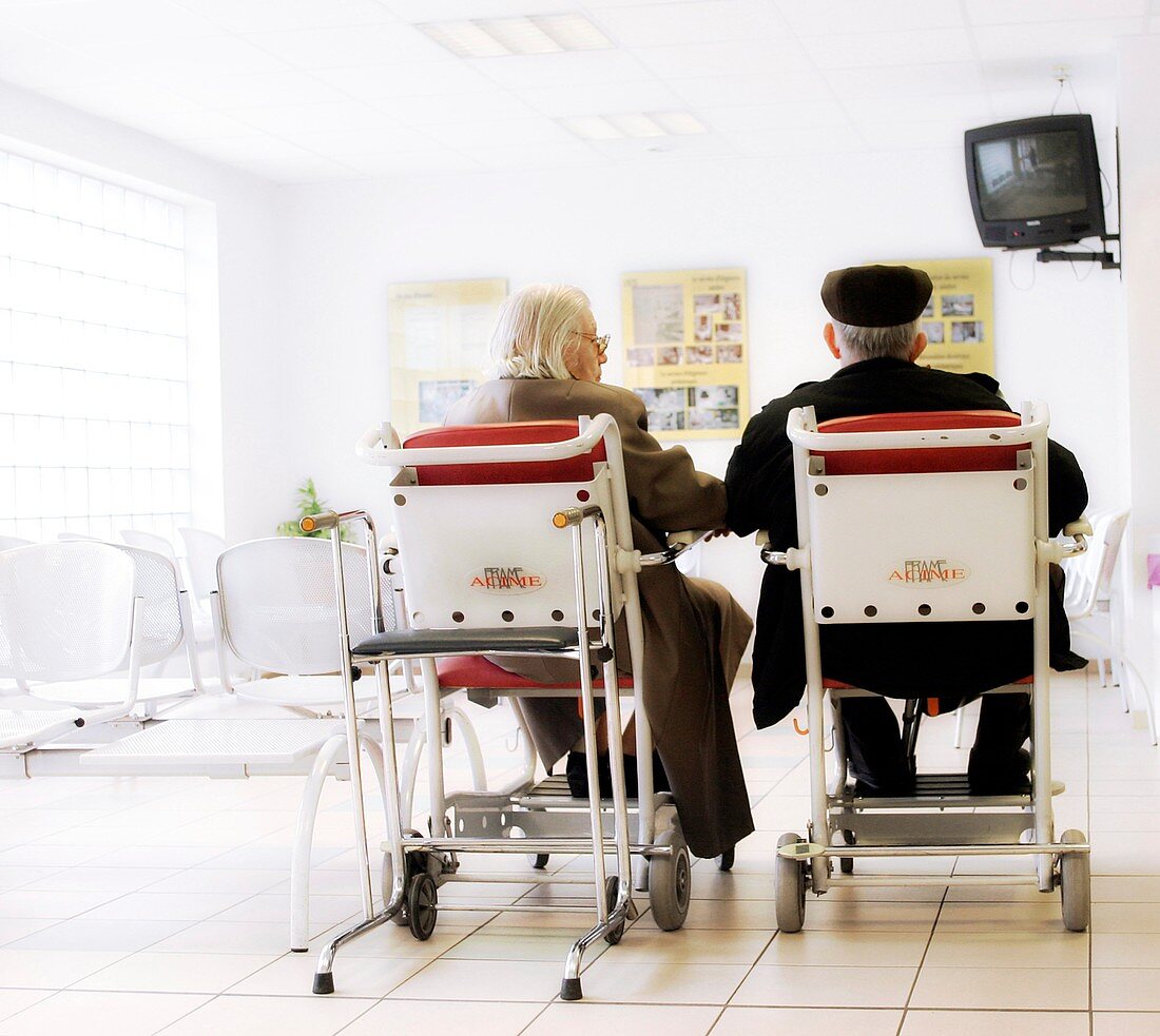 Elderly couple in hospital