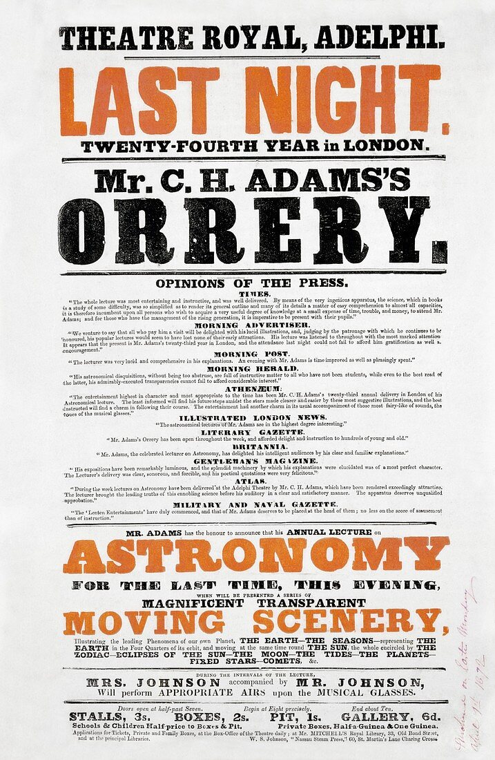 Astronomy lecture poster,1872