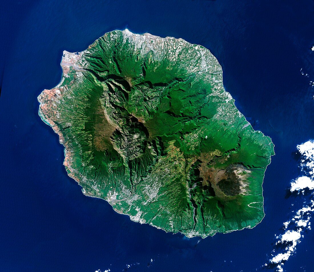 Reunion volcanoes,satellite image