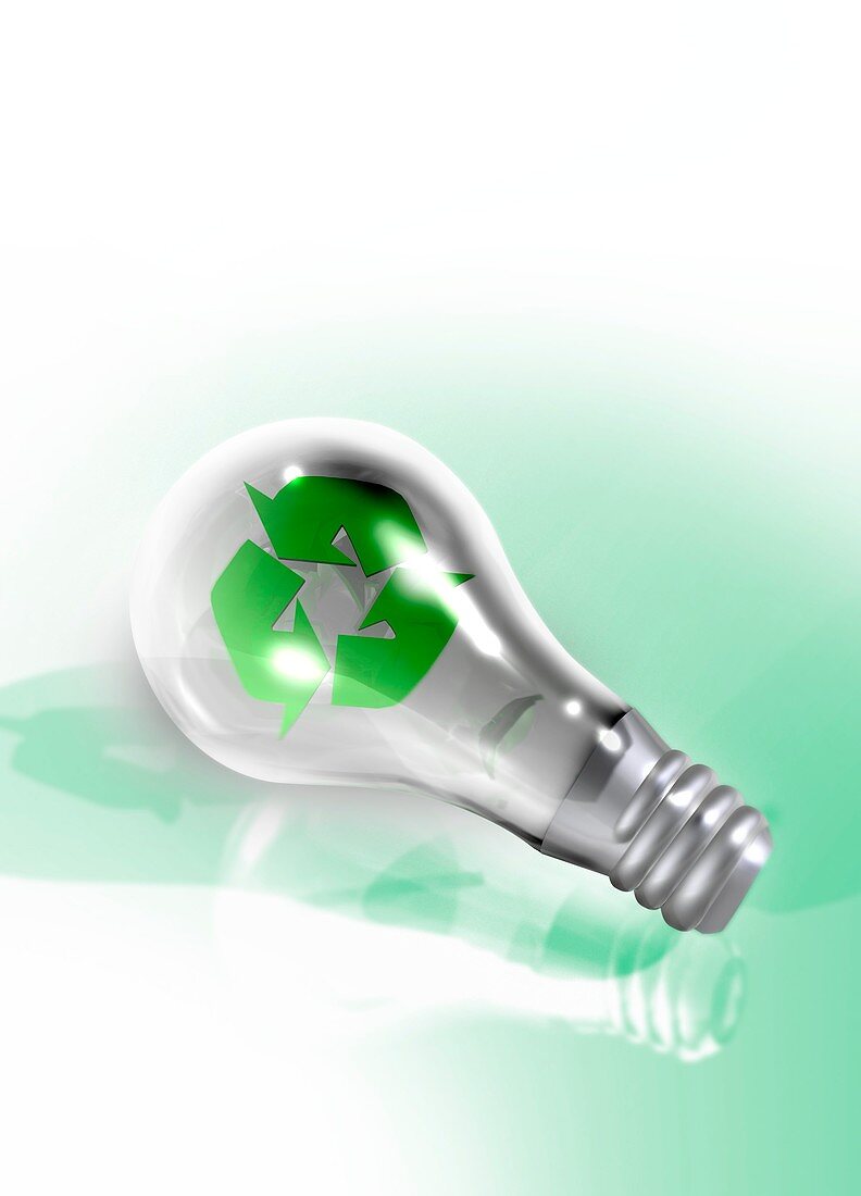 Light bulb recycling,conceptual image